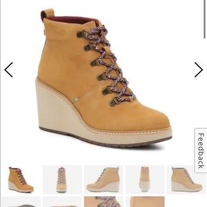 TOMS Melrose Wedge Bootie. Tan. Size 8. Worn once. Very comfortable.